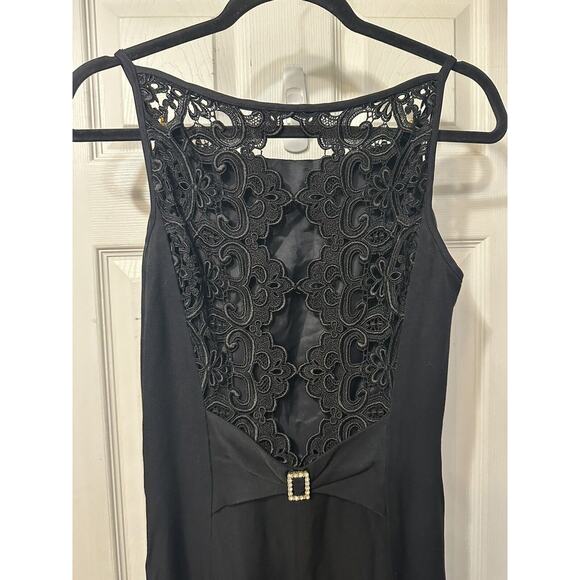 Scott McClintock Black Floor Length Vintage Back Lace Dress Size 10 - Picture 5 of 7